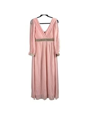 Club L Maternity Grecian Split Sleeve maxi Dress Size 8 in Soft Pink